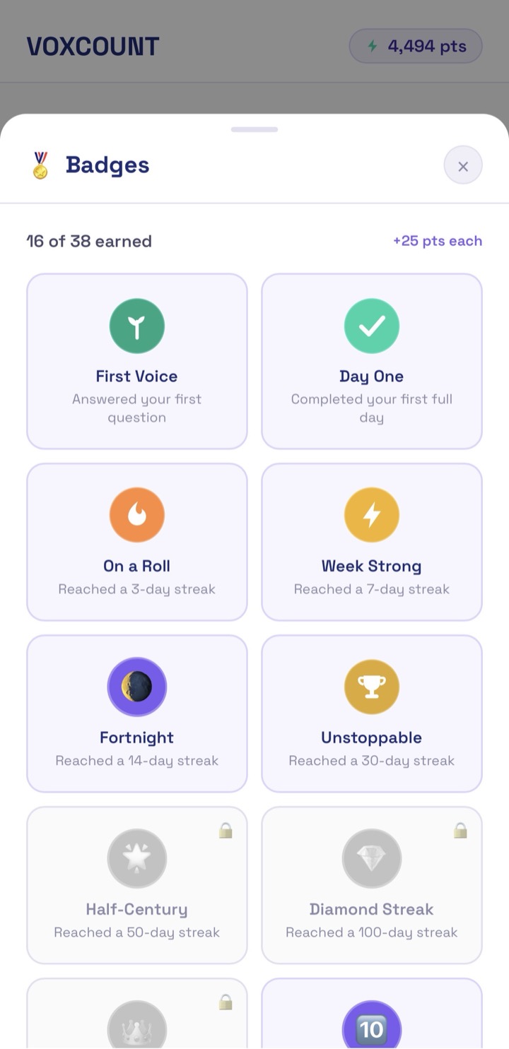 Earn badges for every milestone